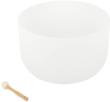 Bodhi Kristallklangschale | Verschiedene Größen & Tonarten | Zubehör für Sound Healing, Yoga & Meditation | Singing Bowl aus Quarz | Inkl. Klöppel & Silikonring | Grundton C