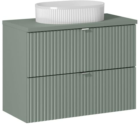 Lomadox Badezimmer Waschtisch mit Keramik-Waschbecken 80cm in grün