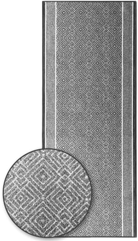 KARAT Premium Teppichläufer mit Muster - 80 x 500 cm, Silber - Modernes Rauten-Design - Teppich - Läufer für Küche, Flur & Wohnraum - Flurläufer Küchenläufer Flurteppich (Olymp)