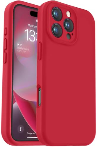 Vooii Compatible with iPhone 16 Pro Max Case, Liquid Silicone Upgrade [Camera Protection] [Fit for Battery Charger Cases] Shockproof Phone Case for iPhone 16 Pro Max 6.9 inch - Red