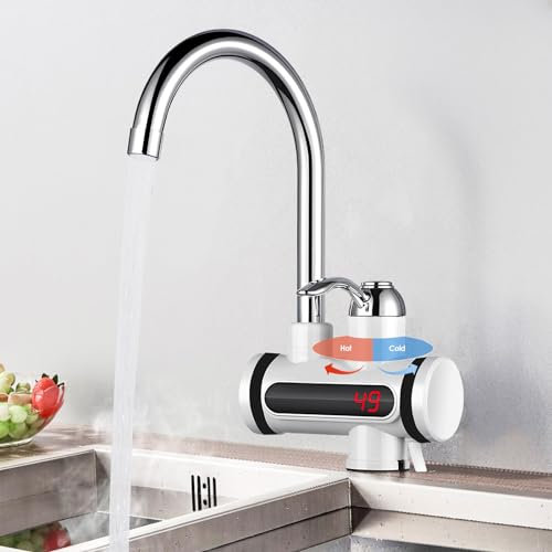 Rubinetto Elettrico Acqua Calda Istantanea 220V Con Display Digitale LED, Riscaldatore Bagno Cucina Riscaldamento Rapido