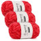 Coopay Chenille Wolle zum Häkeln, 3x100g Samtig Chenillegarn, Dicke Flauschige Weich Chenille Garn, Chenille Wolle, Weicher Plüschwolle Häkelgarn für Decken, Schals - Rot