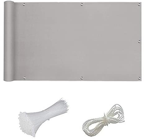 Brise-vue pour balcon - 0,8 x 3 m - Panneau de clôture haute visibilité avec cordes de montage pour porche, terrasse, jardin, patio - Gris clair