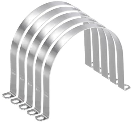 sourcing map 5pcs 6 5/16 Inch 160mm Conduit Clamps, M160 U Tube Pipe Clamp, Stainless Steel Rigid Pipe Strap, U Shaped Bracket with Two Hole for Pipe Tube Hose Wire Cord,Thick