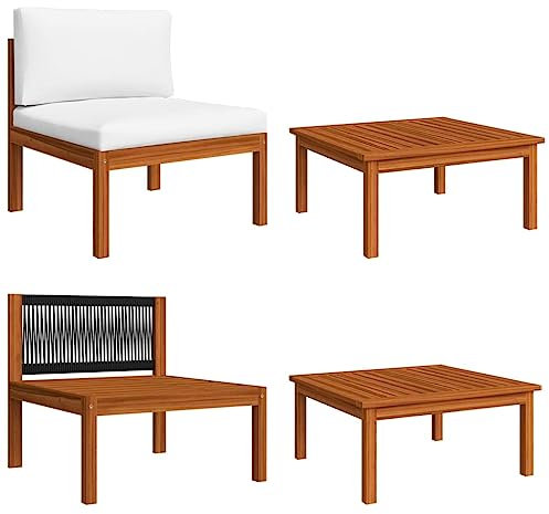 KATERYY Salon de Jardin 2 pcs avec Coussins Bois d'acacia Solide,Salon de Jardin modulaire 2 pièces en Bois d'acacia pour extérieur et détente Ensembles de Salons de Jardin