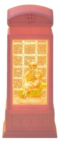 Weihnachts-Telefonzellen-Laterne Asudaro Telefonzellen-Nachtlicht Kristall-Spieluhr Wasserglitzernd USB-betrieben/batteriebetrieben Weihnachten Zuhause Valentinstagsgeschenk Schreibtisch-Dekoration