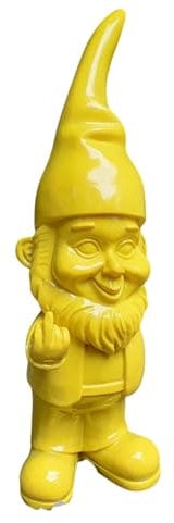Aspinaworld Nain de jardin avec doigt d'honneur - 17 cm - Jaune - Figurine pour le jardin - Décoration résistante aux intempéries