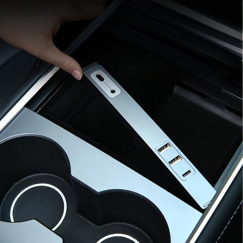 Car USB Hub Charger for Tesla Model Y 2021-2024 and Model 3 2021-2023,Fast Charging,Center Console Multiport Phone Charger Docking Station Adapter Accessories(Not Fit Model 3 2024)