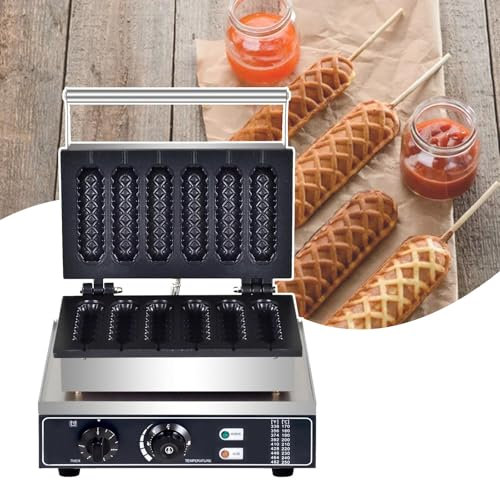 HCAUYNN Hotdog Waffle Maker 1500W Commercial Waffle Machine Electric Corn Hot Dog Waffle Maker Crispy Baking Corn Dog Waffles Maker,110V