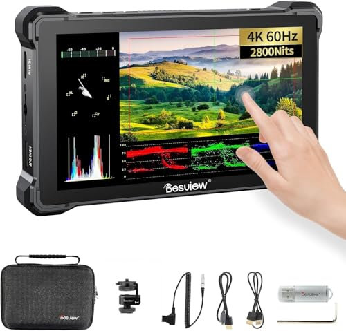 Desview R7III Moniteur d'appareil photo 7 pouces ultra haute luminosité 2800 nits 4K 60 Hz écran tactile 1920 x 1080 HDMI 2.0 IPS LCD 3D LUT LED Backlight Double batterie fente 10 bits 8 V DC Out
