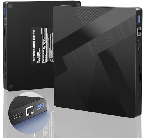 External Blu ray Drives Bluray Burner 40Gbps with HDMI/LAN Port, External Bluray Burner Support 100G Disc R/W External Blueray/DVD Drive for PC Windows Linux MacOS