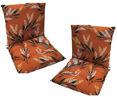 FYCYGG 2er Set Niedriglehner Auflagen Set Stuhlauflage 40 * 80cm Sitzkissen Gartenstühle Stuhlkissen Abnehmbarem Rückenlehne Auflage(Dark orange)