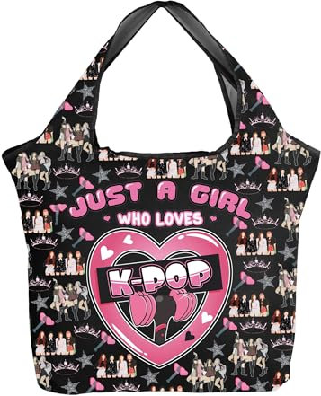 AKTAP Koreanische Gruppe inspirierte Geschenke, B-Ink Musikliebhaber, faltbar, wiederverwendbar, Einkaufstaschen, koreanische Pop-Fans, Konzertunterstützungen, Who Love B-ink F Tb-ht2, 28*7INCHE