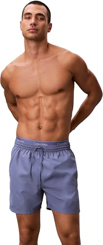 Calvin Klein Herren Badeshorts Medium Drawstring mit Tunnelzug, Blau (Blue Tulip), S
