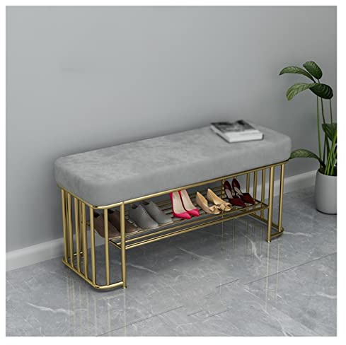 KWMAEEUID n/a Change Schuhhocker Home Door Can Sit-Type Schuhregal Long Strip Wear Schuhhocker Garderobe Schuhschrank (Farbe: Argento, Größe: 100 * 45 * 35 cm)