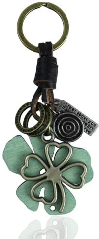 GONZTEL 1 Pièce Porte-Clés Porte-Bonheur Cadeau Créatif Trèfle à 4 Feuilles Porte-Clés Vert