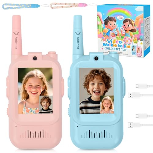 2PCS Walkie Talkies for Kids, Video Walkie Talkies Toys for Kids, Kids Toys Walkie Talkies with Voice Changer & Camera, Birthday Easter Gifts for Girls Boys Age 3 4 5 6 7 8