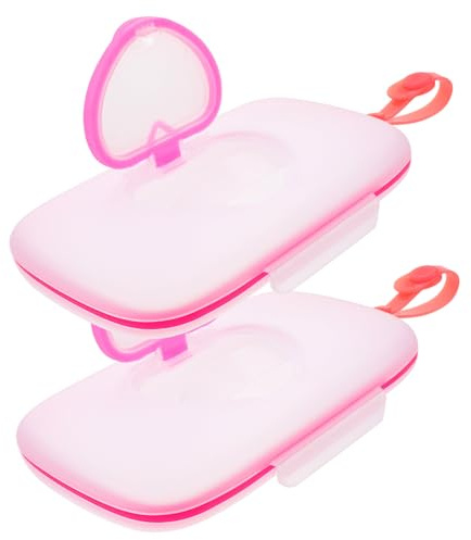 VALICLUD 2stücke Teiliges Feuchttücher Box Tragbarer Umweltfreundlicher Wassertuchspender Einhand-knopffunktion Für Outdoor Kinderwagen Und Zuhause Weiß Und Rosa