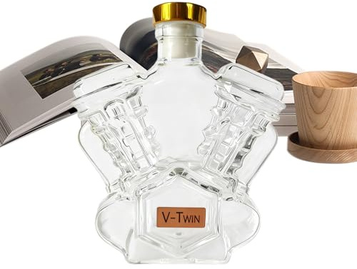 Renchey Botella Whisky Vacía | Coleccionables de Botellas de Licor - Forma de Motor de Moto Decorativo Contenedor de Alcohol para Exposición en Vitrinas Estantes Hogar Eventos Bartenders