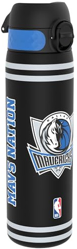 NBA Dallas Mavericks Gourde, 500ml, Anti-Fuite, Facile à Ouvrir, Verrouillage Sécurisé, Lavable en Lave-vaisselle, Sans BPA, Poignée de Transport, S'adapte aux Porte-gobelets, Facile à Nettoyer