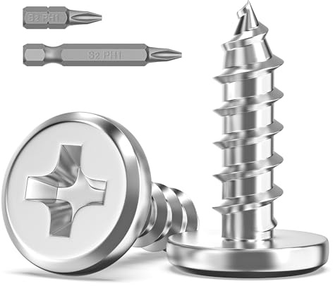 20Pcs M3 Screws for Wood, M3 x 10mm Screws, Flat Head | 304 Stainless Steel, Self Tapping Screws, Phillips Drive with 2Pcs Bits