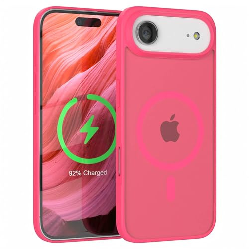 EAZY CASE Ultra Schutz Outdoor Hülle kompatibel mit iPhone Air kompatibel mit Qi-Charging, hochwertige Schutzhülle mit Aufprallschutz, Kratzfest, Handyhülle mit Kameraschutz, Neon Pink - Qi Charging