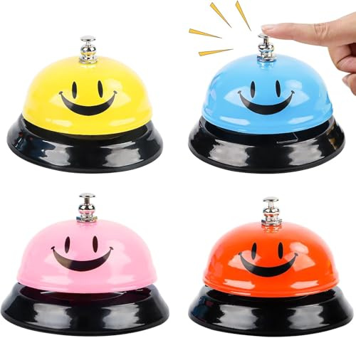 YHNDECO Campanello da tavolo, 4 pezzi, campanello da reception con campanello croccante, campanello da tavolo per ristoranti, hotel, bar, casa, servizio animali domestici