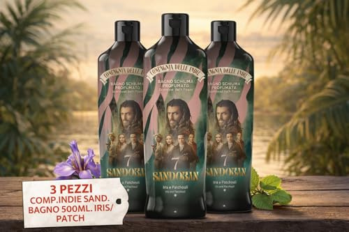 3 Flaconi Bagno Schiuma Profumato 500 ml – Fragranze Ispirate Avventura – Detergente Corpo Delicato con Schiuma Ricca (Iris e Patchouli – 3 x 500 ml)