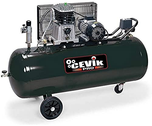 CEVIK - Compresor de Aire CA-AB200/3M - 5.5 CV - 10 Bar - 200L Capacidad - Silencioso - Portátil - Lubricado por Correas