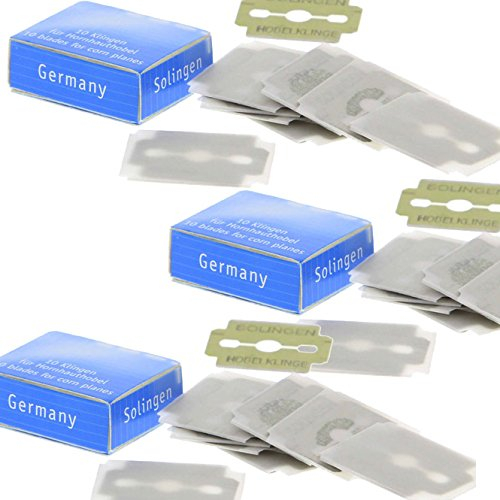Ersatzklingen Kosmetex Hornhauthobel rostfrei, Profiqualität aus Solingen, Klingen für Fußhobel Credo System, 30 Klingen