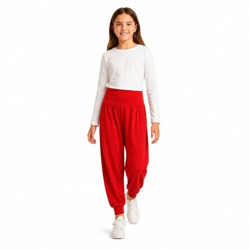 A2Z 4 Kids Girls Ali Baba Harem Trousers Plain Fashion Pants Red