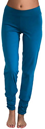Damen Yogahose Hose Bio-Baumwolle Freizeithose Sporthose Pilates (L, Petrol)