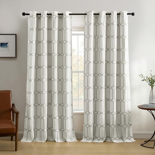 Elrene Room Darkening Grommet Linen Window Curtain Drape Panel, Grey, 52 W x 95 L (Pack of 1)