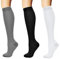 3 Reisestrümpfe Stützstrümpfe Kompressionsstrümpfe Kniestrümpfe Damen Herren, Schwarz Weiß Grau, L/XL (EU 40-43)