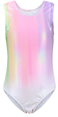 Bezioner Kinder Turnanzug Mädchen Gymnastikanzug Trikot Ärmellos Ballett Tanzbekleidung Rosa 150 für 12-14 Jahre,150-160 cm