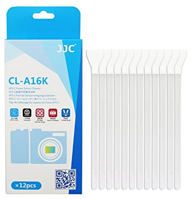 JJC APS-C 16 mm DSLR-Kamerasensor-Reinigungstupfer, professioneller Sensorreiniger/Reinigungsstift/Reinigungsbürste für APS-C-Sensor, 12 Stück Einweg-Kamerasensor-Tupfer-Kits