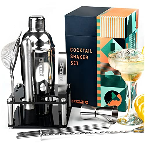 Coctelera Profesional Cocktail Kit Cocteleria, Cobbler Shaker Acero Inoxidable Regalos para Hombre Mujer Originales, Set de Coctelería para Preparar Mojitos, Utensilios Juego Bartender Kit Mojito