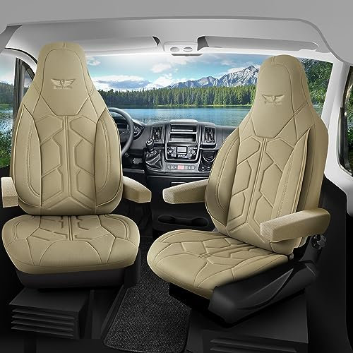 RC Royal Class Auto Sitzbezüge für Pilot Vordersitze Fahrer und Beifahrer kompatibel für Carthago Wohnmobil Caravan in Beige Pilot 1.3 das Sitzbezugsset Auto Zubehör Innenraum