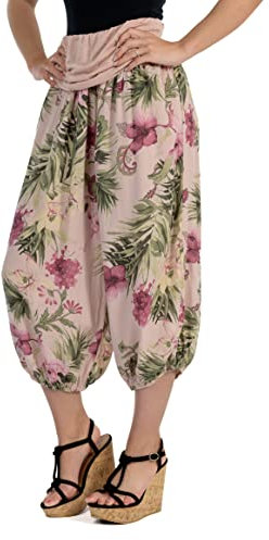 Malito Damen Aladinhose mit floralem Muster, Haremshose zum Tanzen, Pumphose zum Chillen - Freizeithose - Pluderhose 8938 (Altrosa)