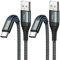 ZKAPOR Extra Largo Cable USB Tipo C [2Pack 3M], Cable USB C Carga Rapida Nylon Cable USB C para iPhone 15/15 Pro Max, Samsung Galaxy S23/S22/S21/S10, Note 10, Huawei P40/P30, Google Pixel -Gris