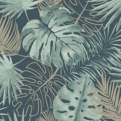 Debona Laguna Tropical Wallpaper Vinyl Green Gold Glitter Palm Tree Leaf Jungle Leaves Feature Wall 10m Roll 6370