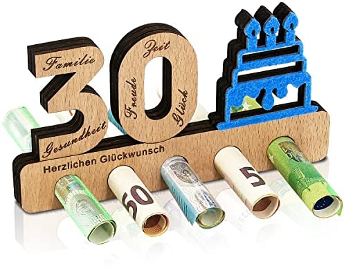 Giftota - 30. Geburtstag Geldgeschenk Holz - Geschenk zum 30.Geburtstag - Holz-Schild Gästebuch - Originelle Geldgeschenke - Geburtstag - Jubiläum - Geschenke aus Holz - Geschenke für Männer, Frau