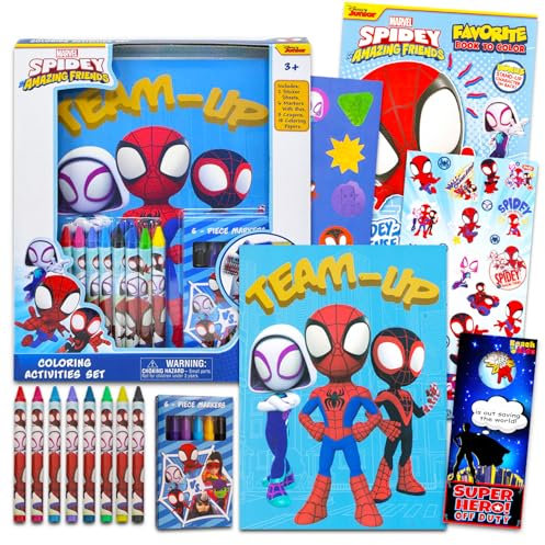 Spidey and His Amazing Friends Ultimatives Aktivitätsset – Spiderman-Kunstpaket mit Malvorlagen, Aufklebern, Malutensilien und mehr, Spidey-Aktivitäten für Jungen, Mädchen, Kinder