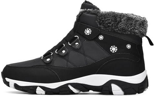 VITIKE Damen Winterschuhe Warm Gefüttert Schneestiefel Herbst Outdoor Boots Winterstiefel,Alle Schwarz,38 EU