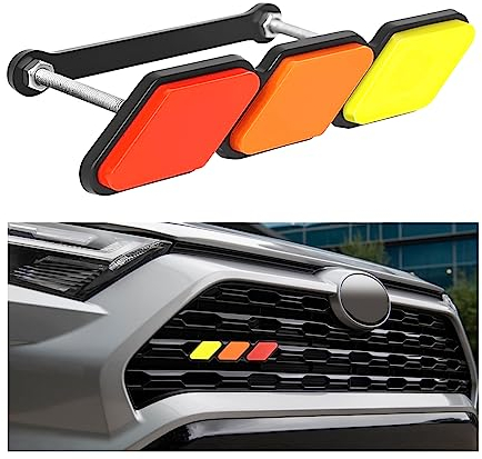 CGEAMDY Auto Kühlergrill Einsatz Trim, 3 Farben Kühlergrill Badge Grillemblem, Car Styling Zubehör Kühlergrill Badge Emblem Dekoration Logo für Car Truck Tag(Rot)