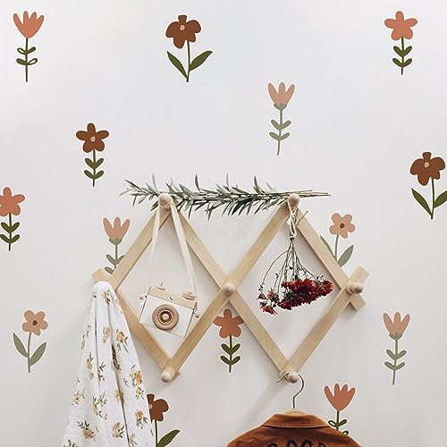 JINGQIANLIU P57, Adesivi da parete in stile bohémien, con fiori di tulipano, in stile retrò, rimovibili, per cameretta dei bambini, ragazzi e ragazze, bagno, soggiorno, decorazione domestica