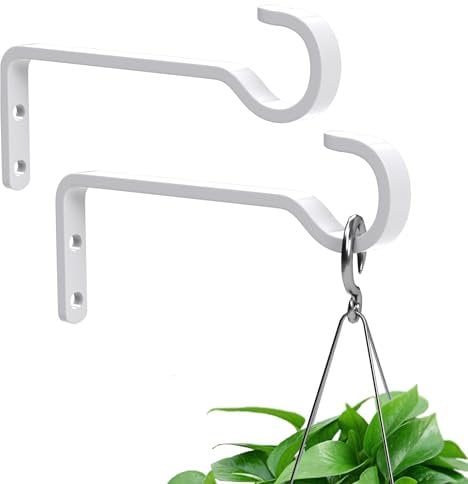 saffruff 2 Pack 15cm Plant Hooks for Hanging Baskets – White Metal Wall Brackets for Indoor & Outdoor Use, Hanging Plants, Bird Feeders, Wind Chimes, and Bird Houses