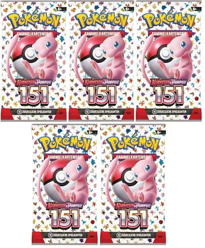 Arkero-G 5x Karmesin & Purpur 151 Booster Sammelkarten | DEUTSCH | Karmesin & Purpur Karten Serie | + Arkero-G 50 Soft Card Sleeves