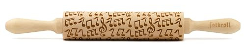 Folkroll Motiv-Teigrolle Musik, medium, 37 cm, Nudelholz, Prägerolle, Muster, Rolle, Buchenholz, 892509