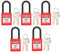 5 Sätze Lockout-Schloss, 38 Mm, Nylon, Staubdicht, Sicherheits-Vorhängeschloss, Tagout-Schlösser, Loto-Vorhängeschloss, Sicherheitsschloss für Industriestandort, Logistik, (Rot)